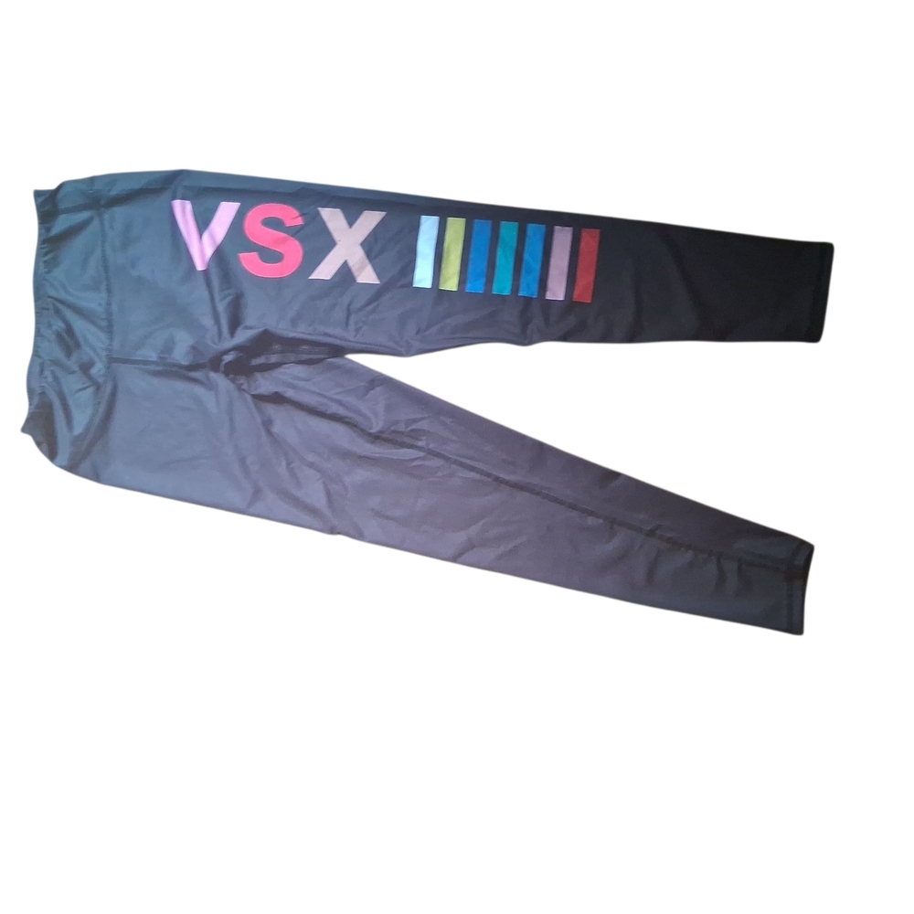 Women's Black Leggings with Colorful Stripe Accents